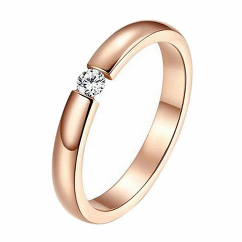 SUSENSTONE Stylish Simplicity Single Rose Gold Surface Couple Rings
