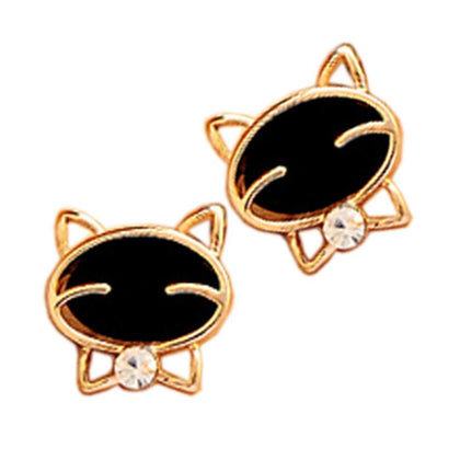 SUSENSTONE Attractive cat earrings 2016 Fashion Beautiful 1Pair black earrings Smile Cat High-Grade Fine Stud Earrings