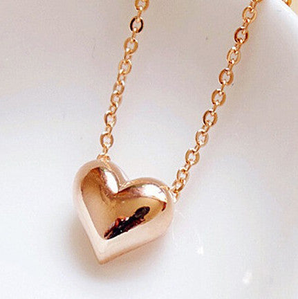 SUSENSTONE Gold Heart Necklace Fashion Women trendy Statement Chain Pendant Necklace Jewelry