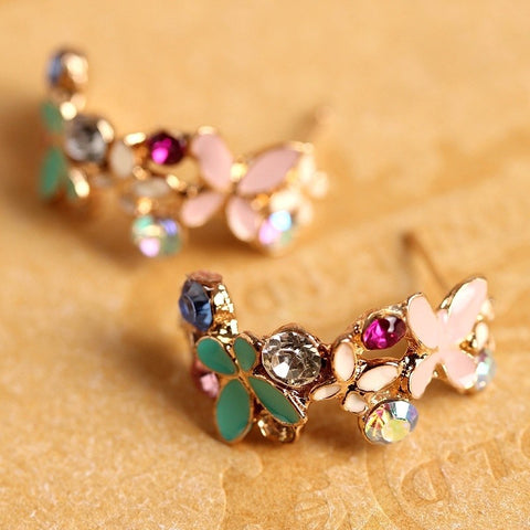 1 Pair New Fashion Women Lady Elegant Crystal Rhinestone Ear Stud Earrings