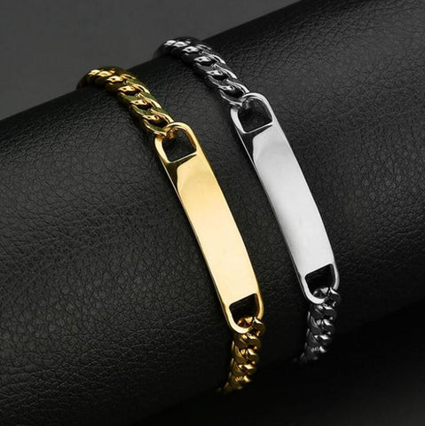 Stainless steel men's bracelet Korean version of the exquisite curved bracelet bracelet trend jewelry source can be lettering DIY